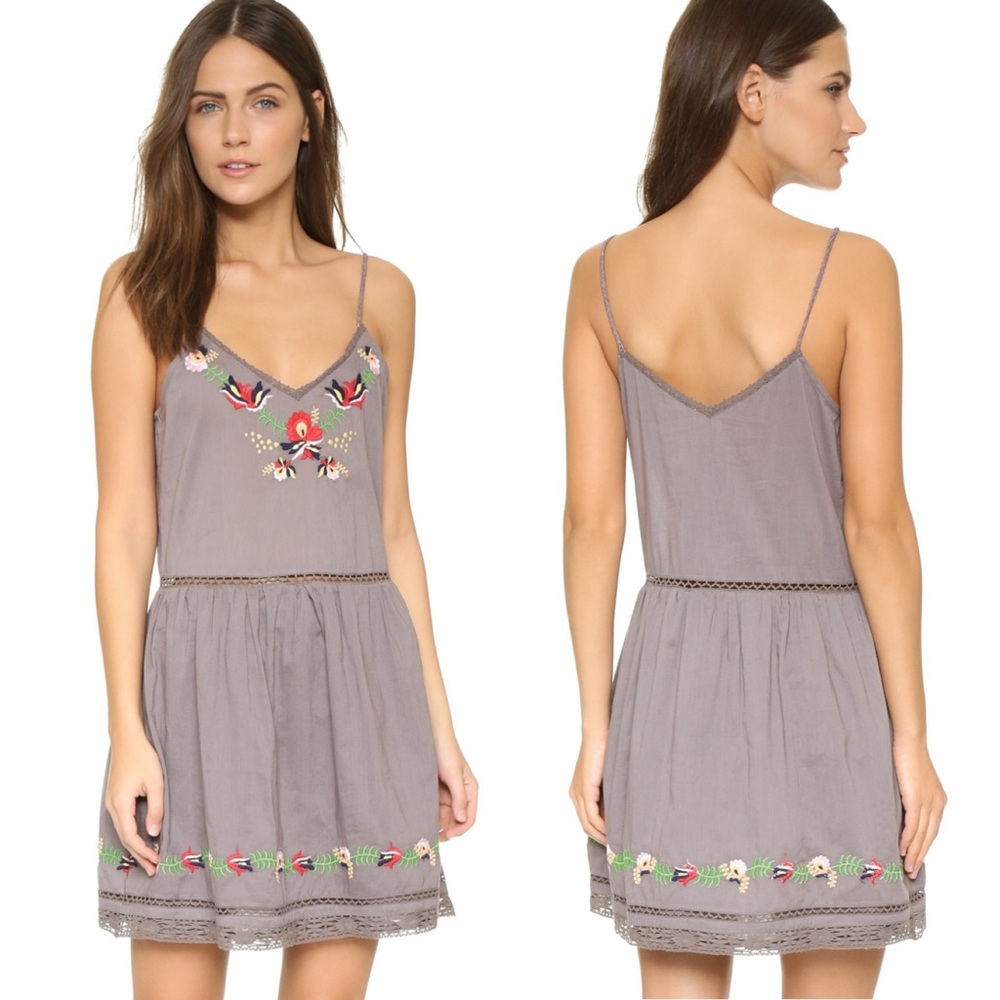 Tularosa Gray Embroidered Dress Size XS